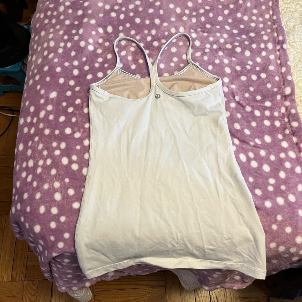 white lululemon racer back tank size small built in bra no pads